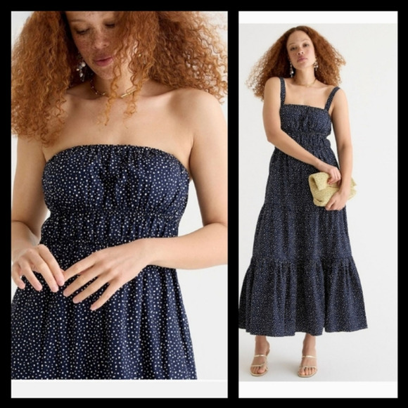 J. Crew Dresses & Skirts - J.CREW Tiered Midi Dress W/ Convertible Straps in Dot